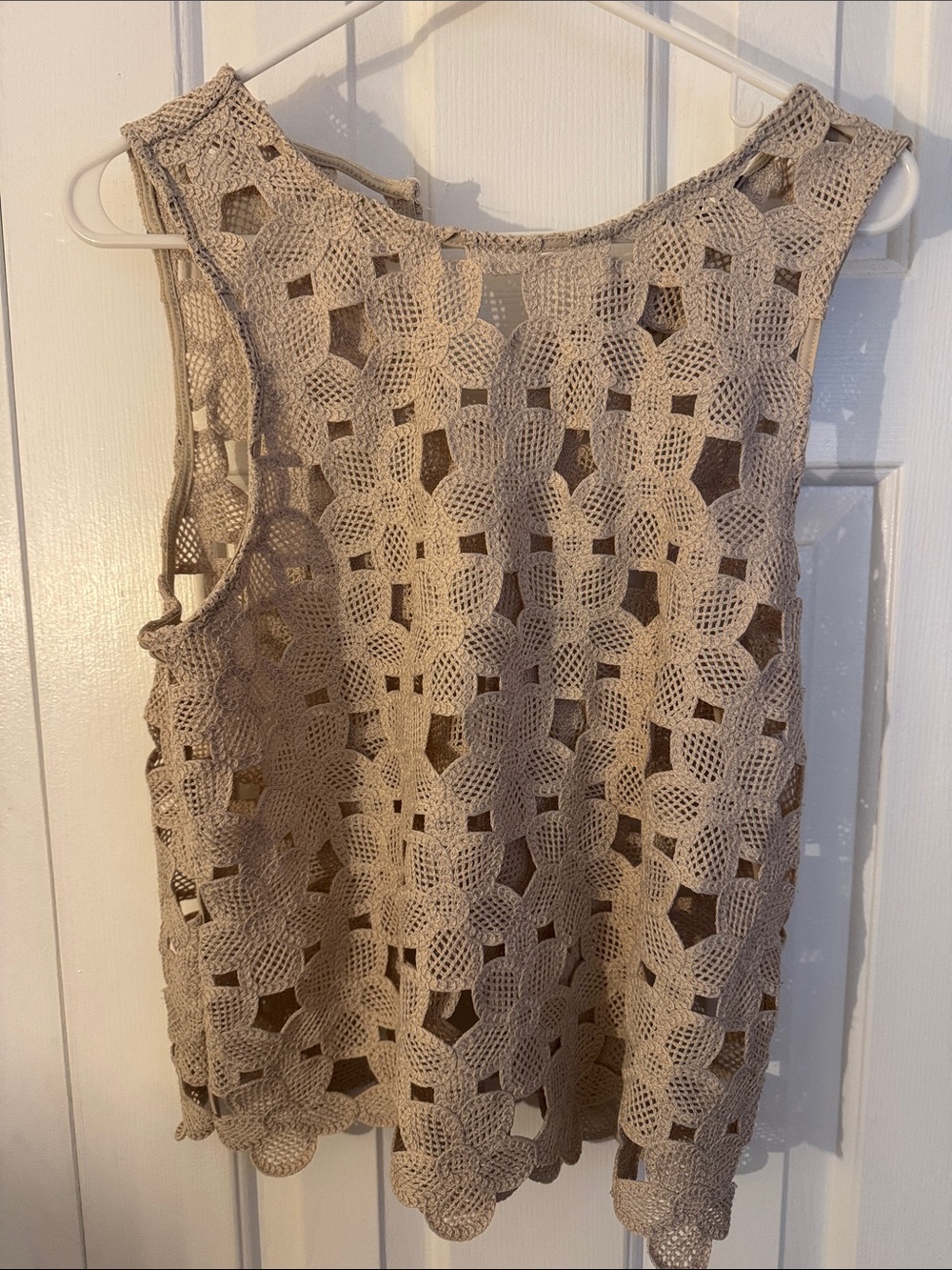 LOFT Crochet Openwork Tank - Taupe